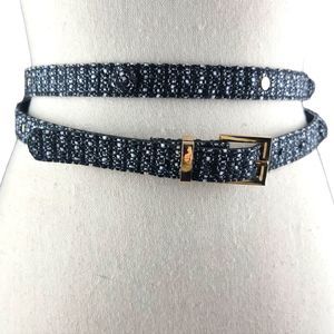 𝅺TORRID Black & White Tweed Skinny Belt Gold Buckle Size Torrid 4 /26/4X NWOT